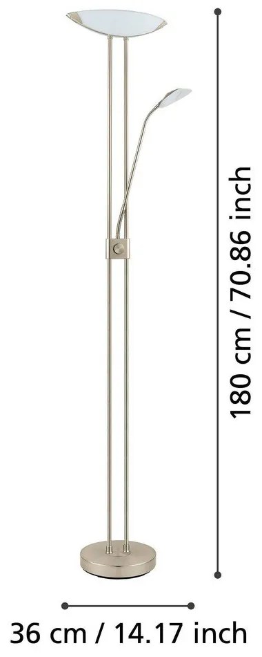 Szürke LED állólámpa üveg búrával (magasság 180 cm) BAYA LED – EGLO