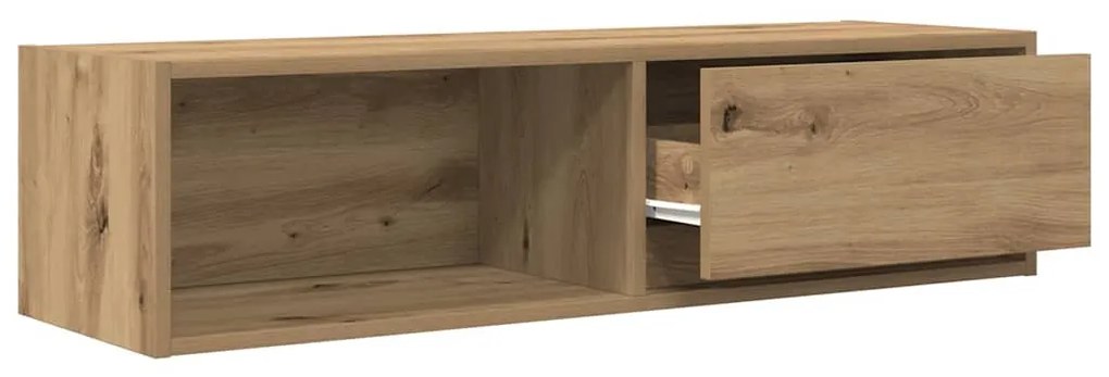 2 db kézműves tölgy színű szerelt fa TV-szekrény 100x31x25,5 cm