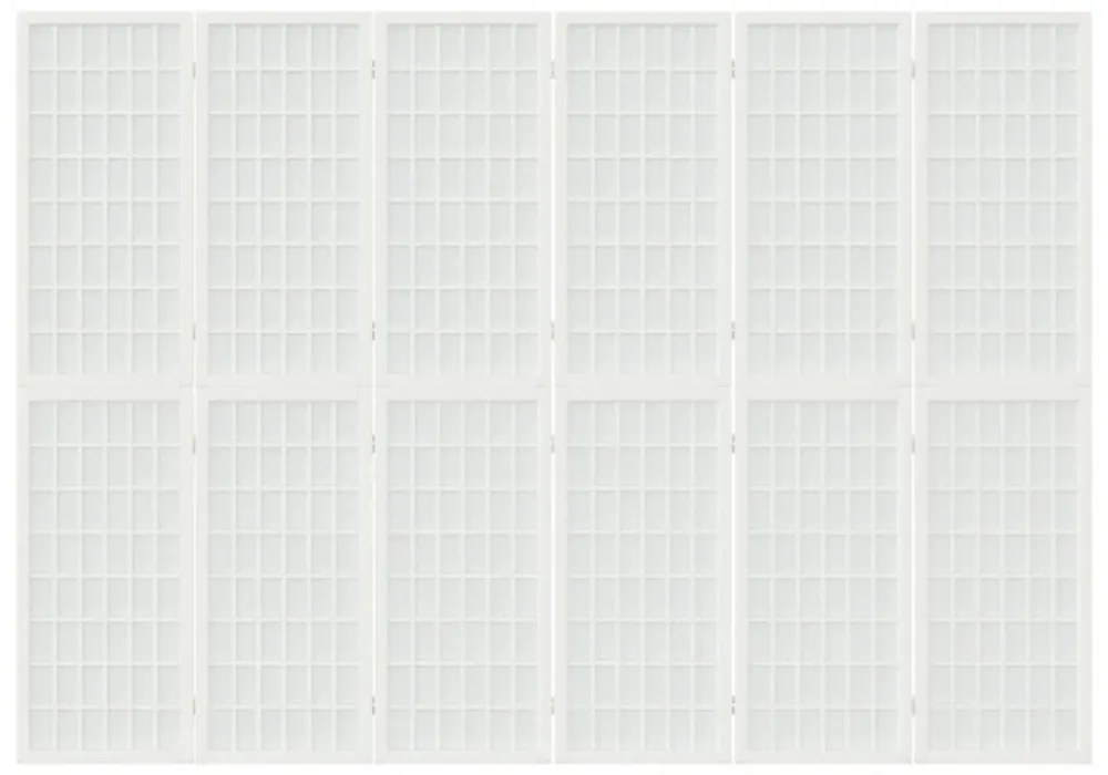 6-paneles fehér japán stílusú összecsukható paraván 240x170 cm