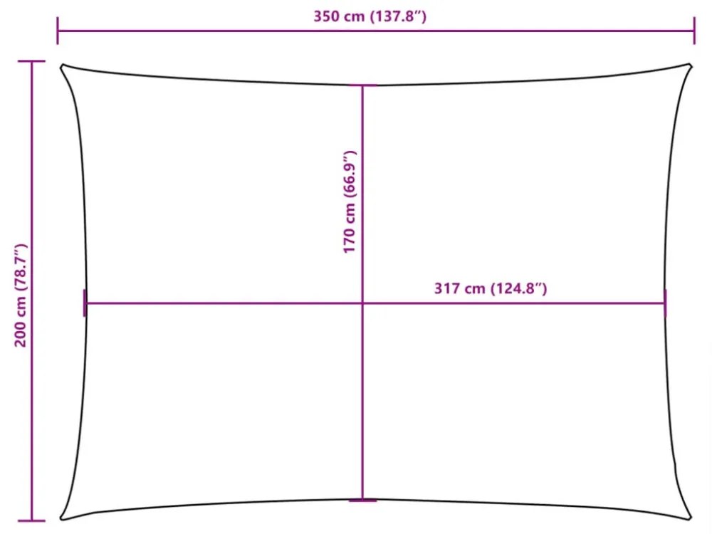 bézs téglalap alakú oxford-szövet napvitorla 2 x 3,5 m