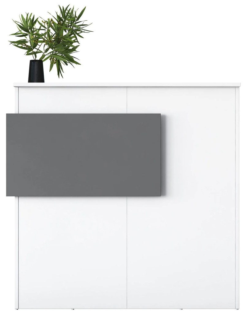 Recepciós pult fiókokkal, 110x110x40 cm,  fehér és szürke