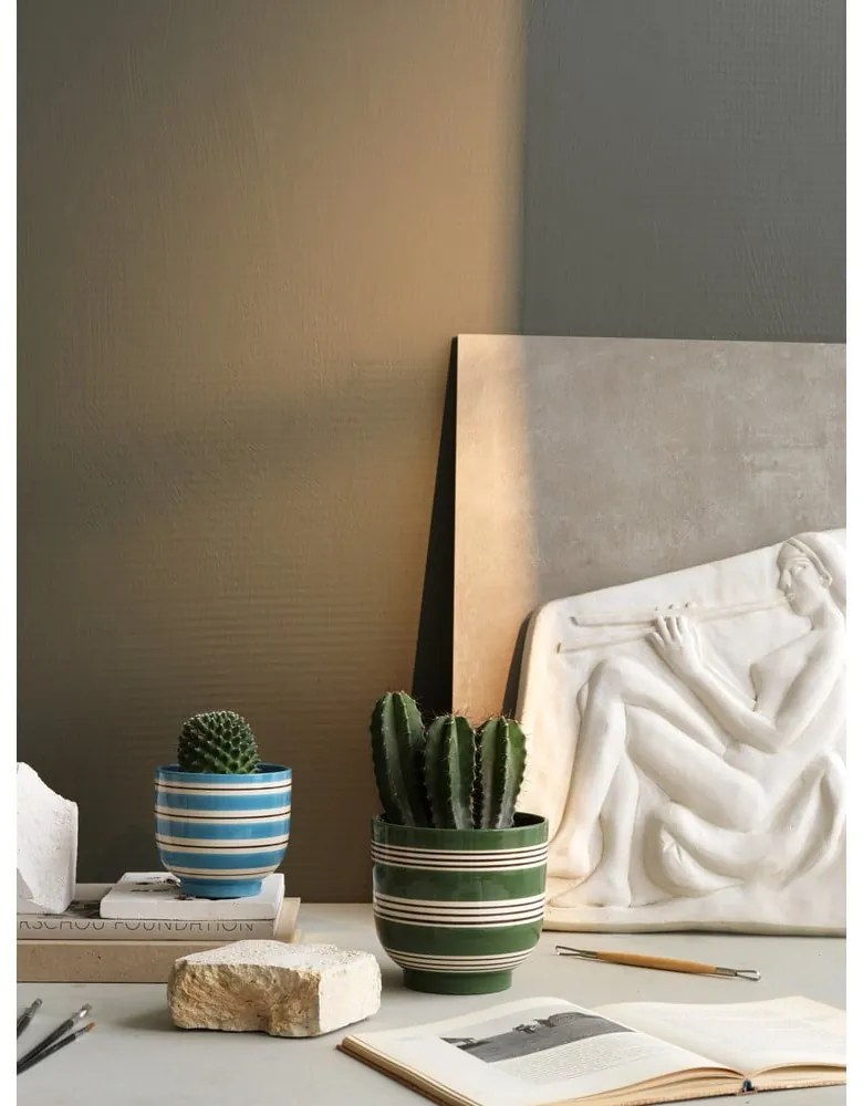 Kék-fehér kerámia virágcserép, ø 12 cm - Kähler Design