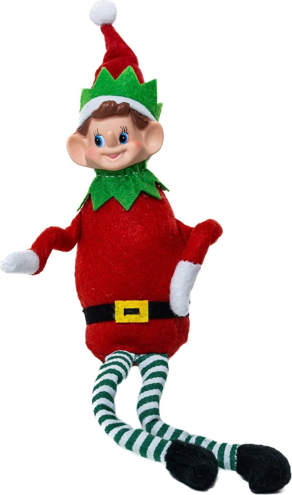 Elf manó textil figura hajlítható végtagokkal 35 cm Zöld gallér