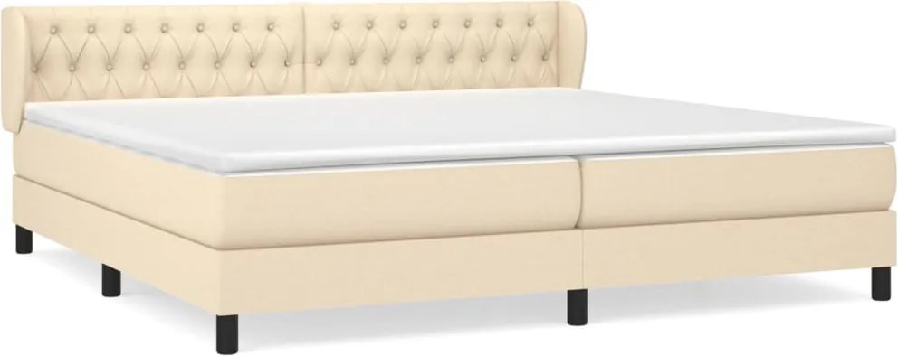 vidaXL krémszínű szövet rugós ágy matraccal 200 x 200 cm