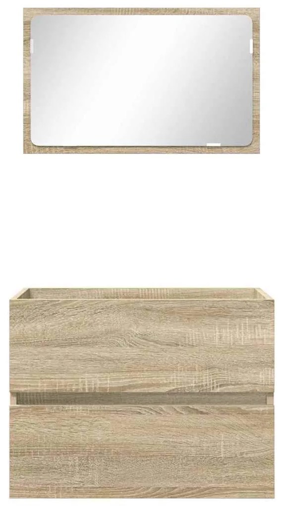 vidaXL Fürdőszoba bútor szett fiókkal tárolóval Sonoma tölgy Faanyag