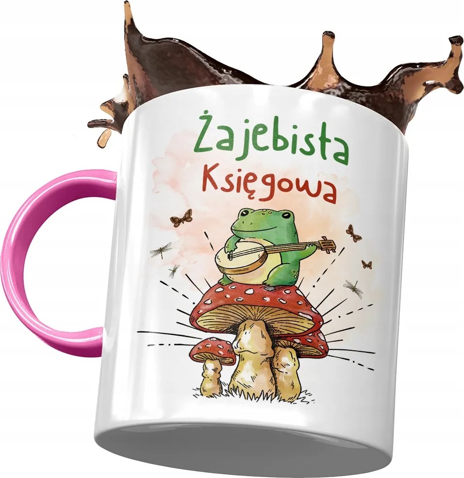 Rózsaszín könyvelői bögre Békás könyvelői fotónyomtatással