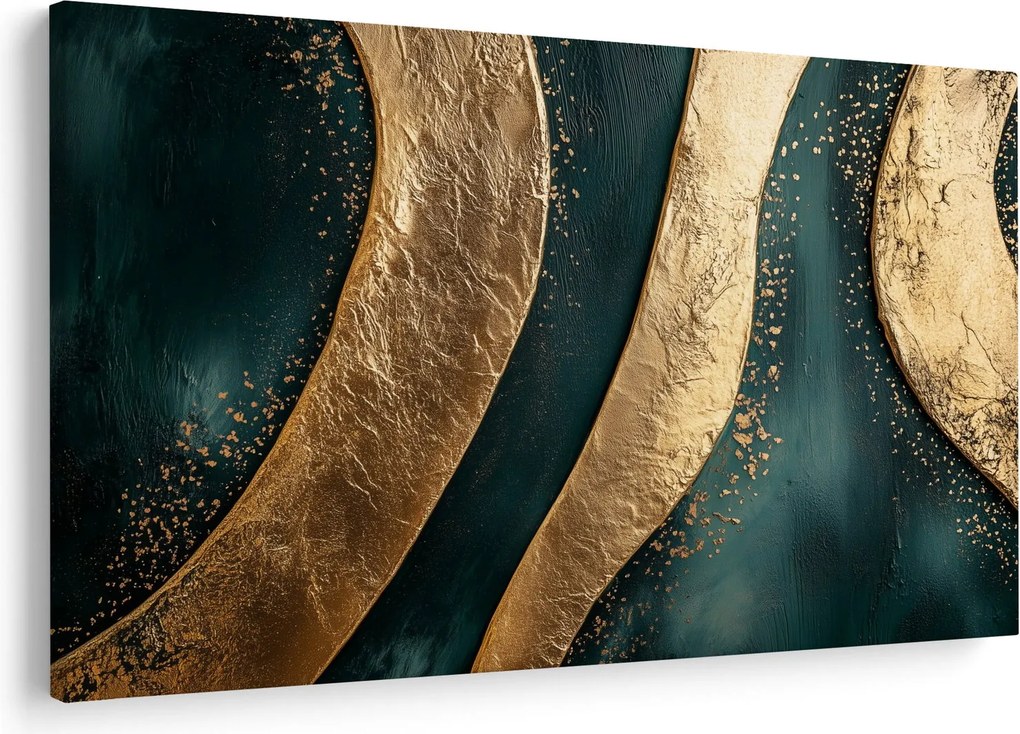Kép - Zöld absztrakció arannyal I. (90x60 cm)