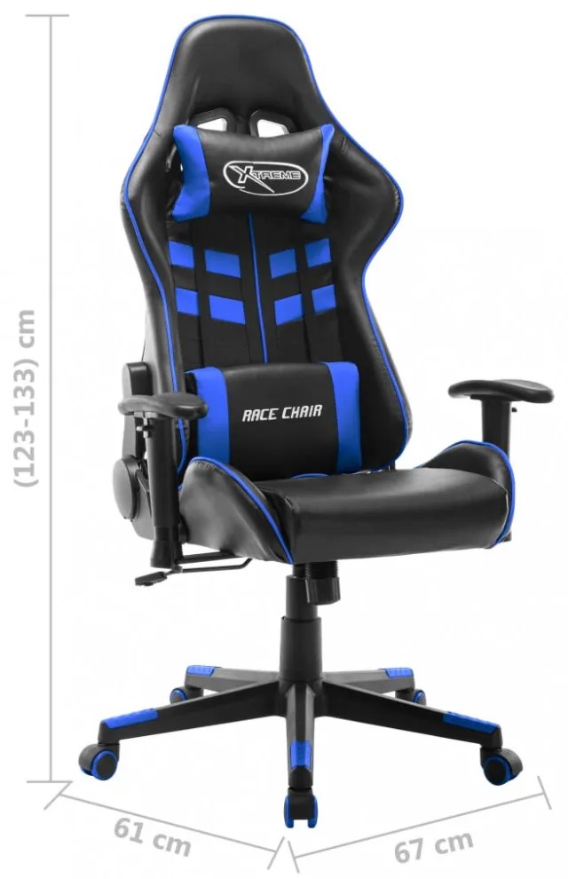 fekete és kék műbőr gamer szék