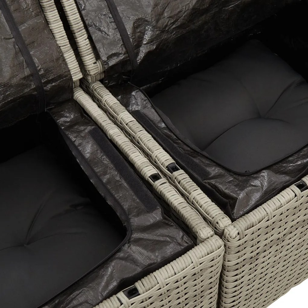 Kerti Kanapé Szett 5 Db Világosszürke Rattan
