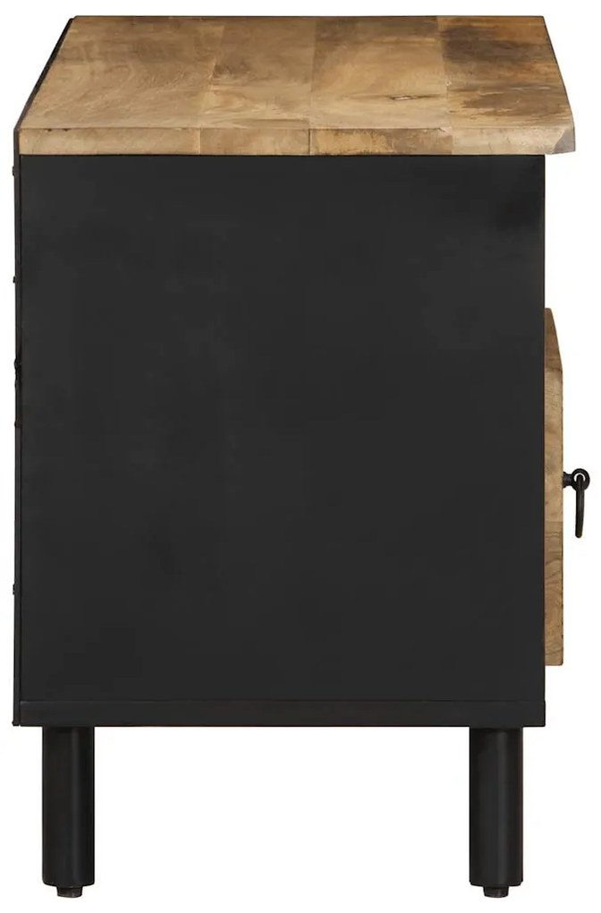 fekete tömör nyers mangófa TV-szekrény 100 x 33,5 x 46 cm