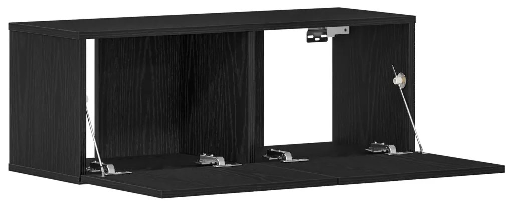 TV faliszekrények (2 db) - Fekete tölgy, 80x30x30 cm, MDF-ből készült