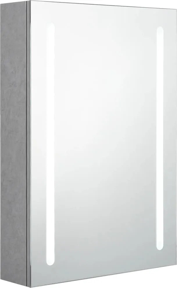vidaXL betonszürke LED-es tükrös fürdőszobaszekrény 50 x 13 x 70 cm