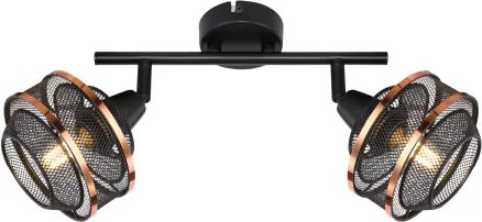 Globo 54020-2 Spotlámpa fém fekete-arany színben,fém drót búrával. HxSZxM: 275x120x215mm, 2xE14 40W 230V izzók nélkül