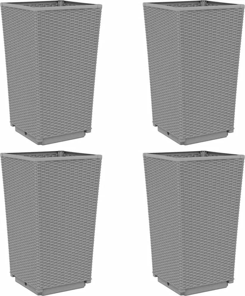 vidaXL 4 db világosszürke polipropilén kerti virágláda 32,5x32,5x57 cm