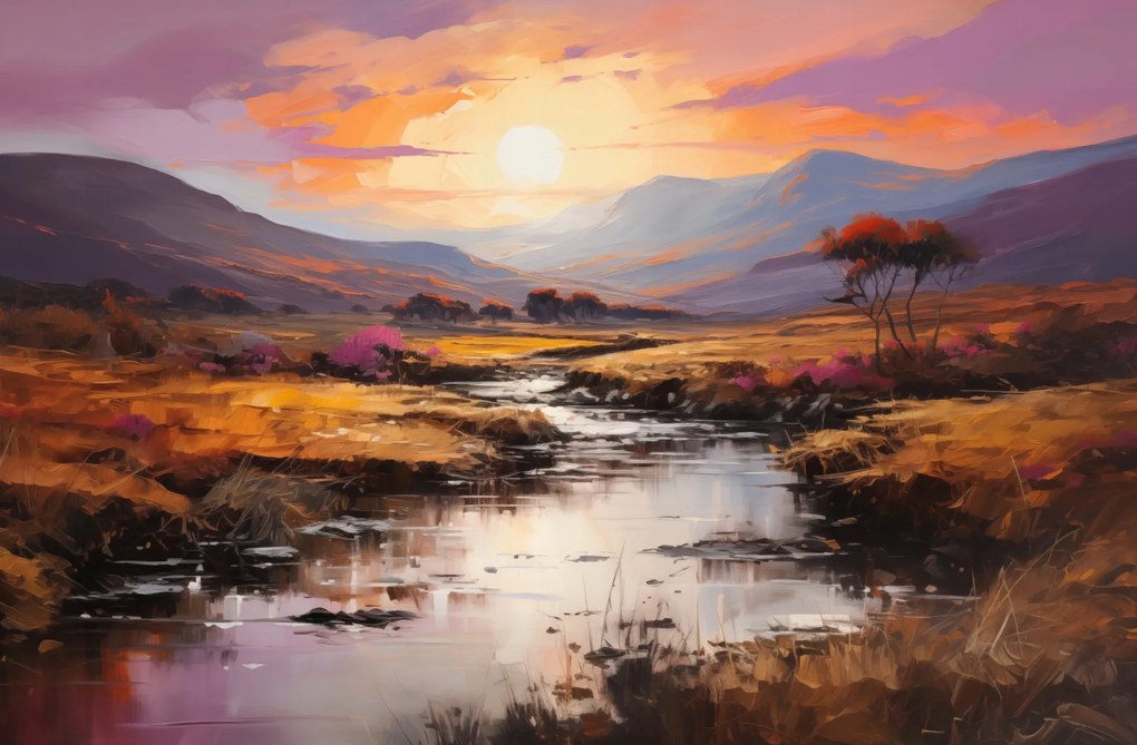 Poszter 91,5x60cm Naplemente a vad folyó felett