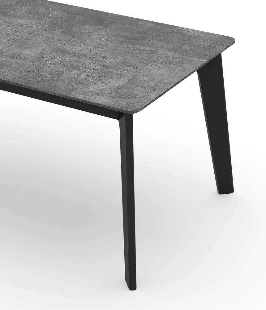 Fekete bővíthető étkezőasztal beton dekoros asztallappal 100x180 cm Shadow – TemaHome