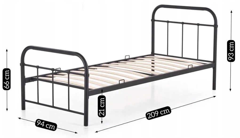 Fém ágy 90 cm Pavot (fekete) (ágyráccsal). Akció -27%. 1119137