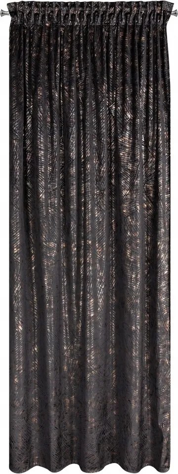 Szalagra kész függöny Tulia 135x270 fekete levelek