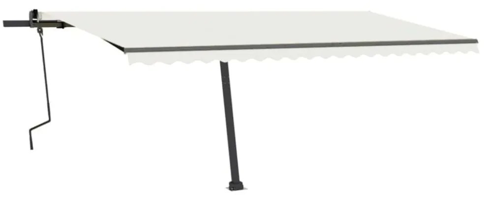 krémszínű kézzel kihúzható póznás napellenző 500 x 350 cm