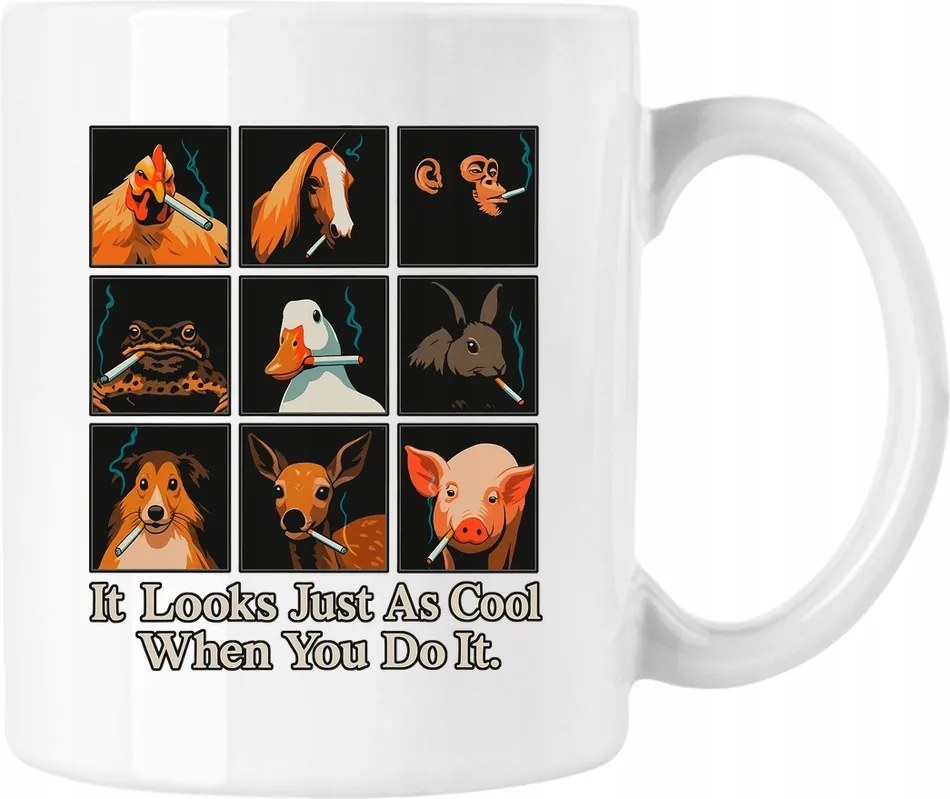 Dohányzó bögre sárkány állatok fehér 330ml