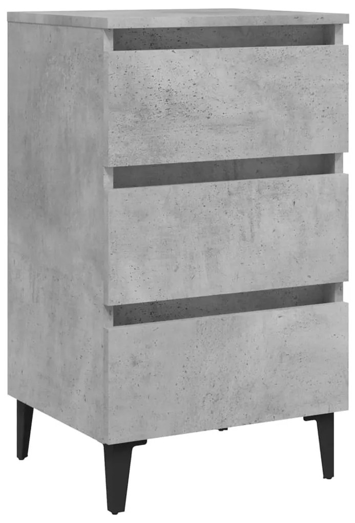 Betonszürke éjjeliszekrény fémlábakkal 40 x 35 x 69 cm