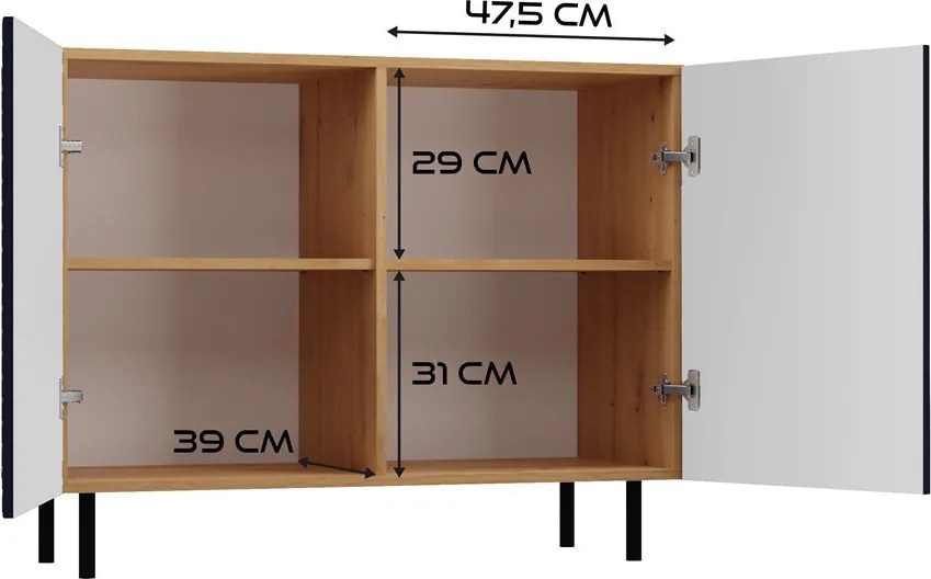MIX Kama 2 komód (egyenes mintázat), tölgy-kék