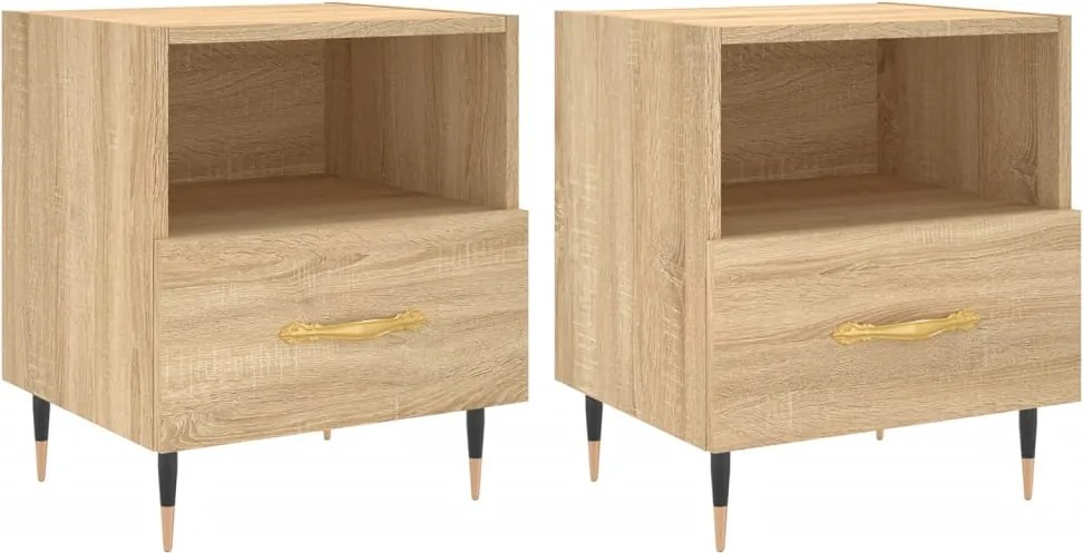 vidaXL 2 db sonoma tölgy színű szerelt fa éjjeliszekrény 40x35x47,5 cm
