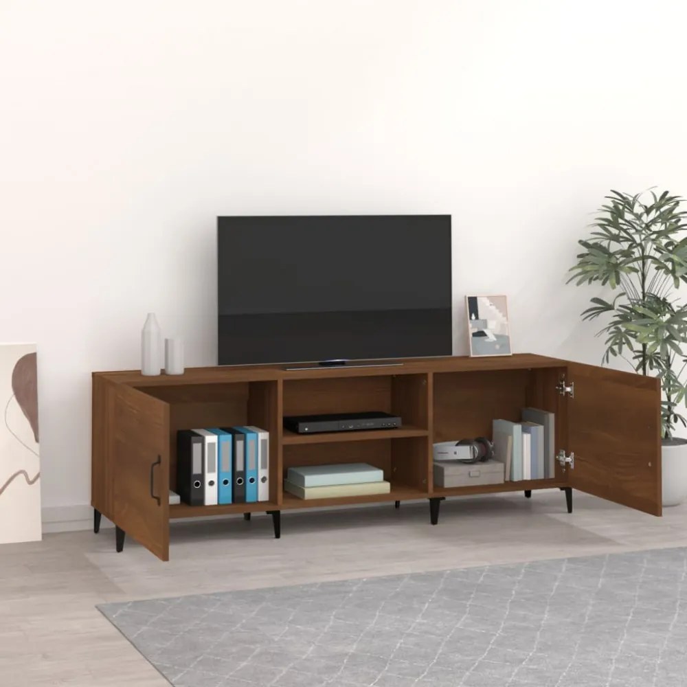barna tölgy színű szerelt fa TV-szekrény 150 x 30 x 50 cm