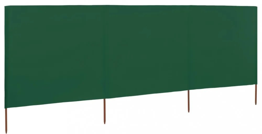 3 paneles zöld szövet szélfogó 400 x 80 cm