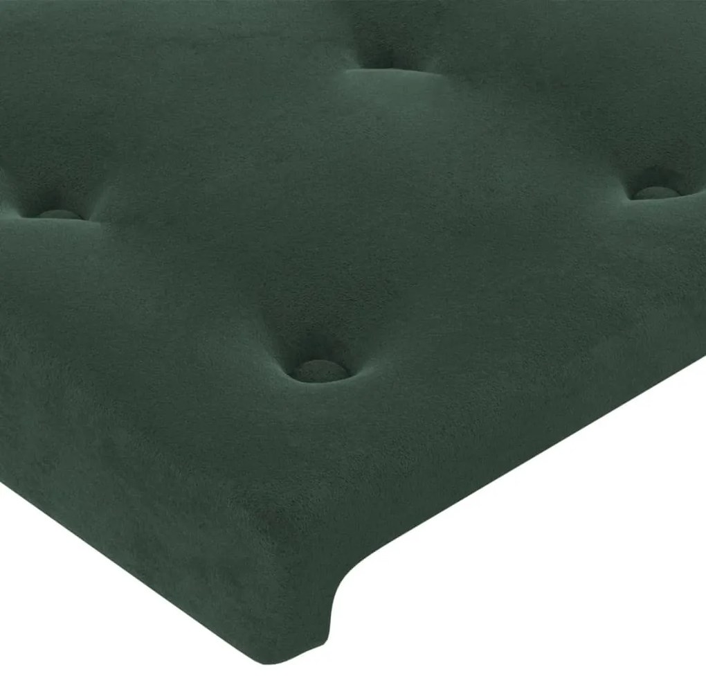 sötétzöld bársony LED-es fejtámla 144x5x118/128 cm
