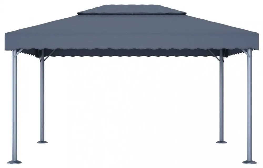 antracitszürke alumíniumpavilon LED fényfüzérrel 400 x 300 cm