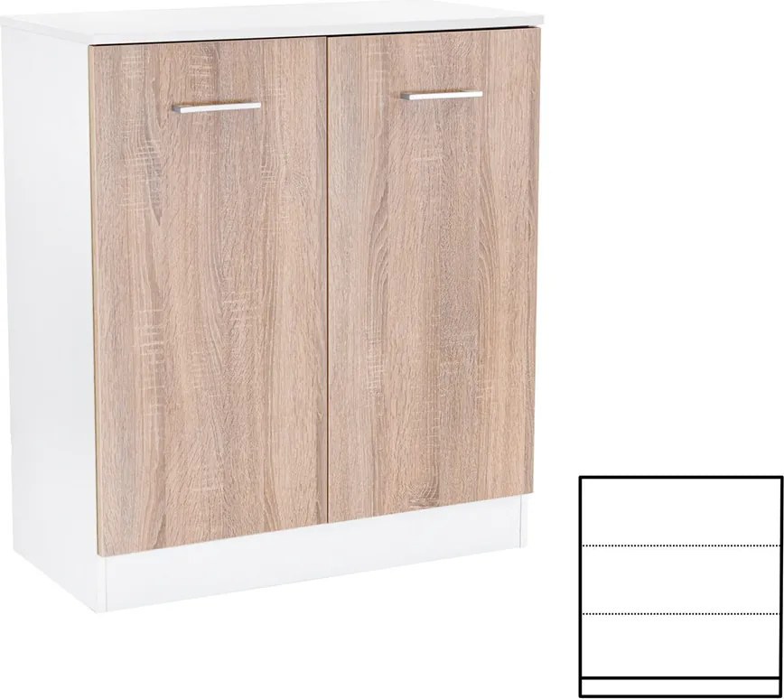 Miami komód 2 ajtós 80x92 cm sonoma tölgy-fehér