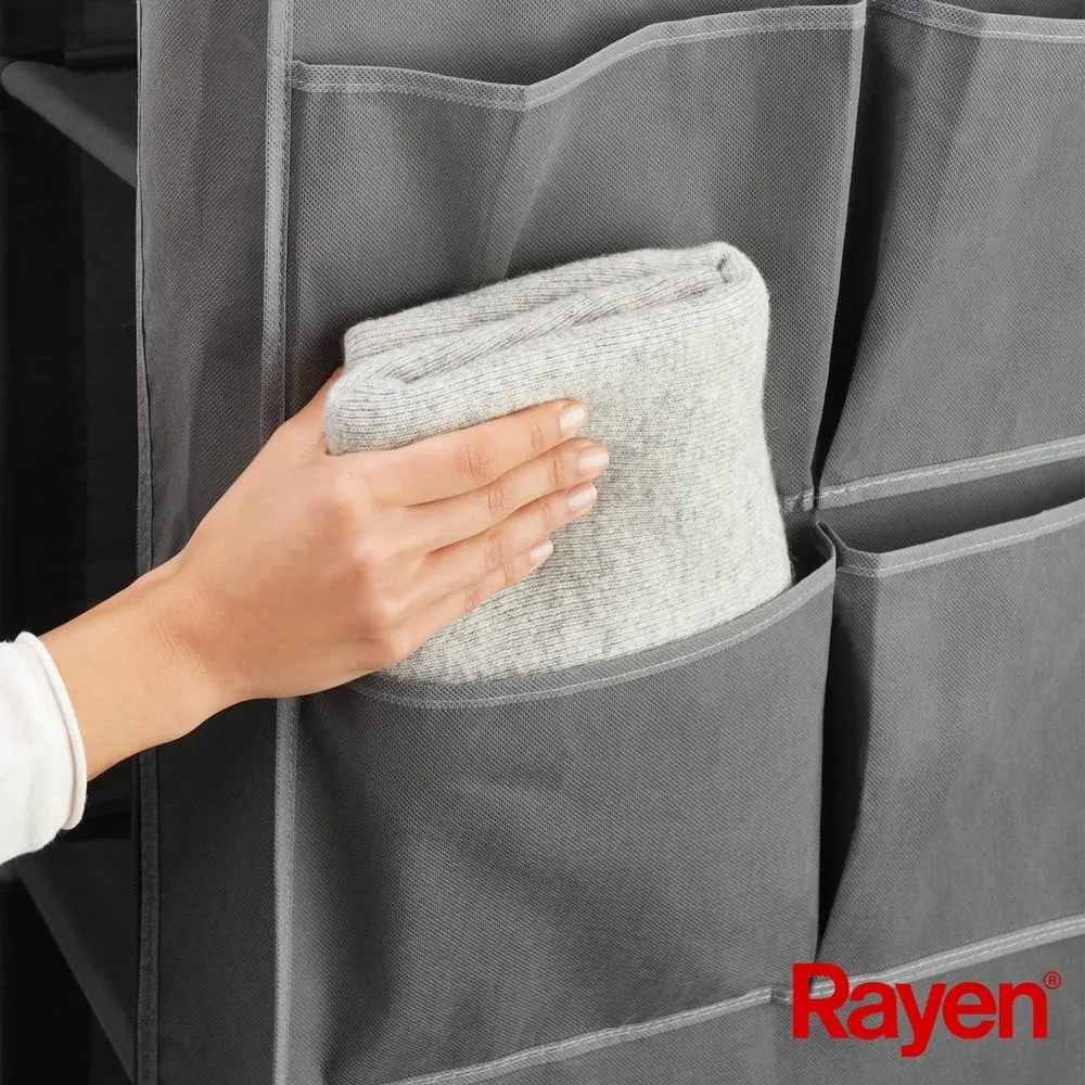 Szürke textil ruhásszekrény 105x161 cm – Rayen