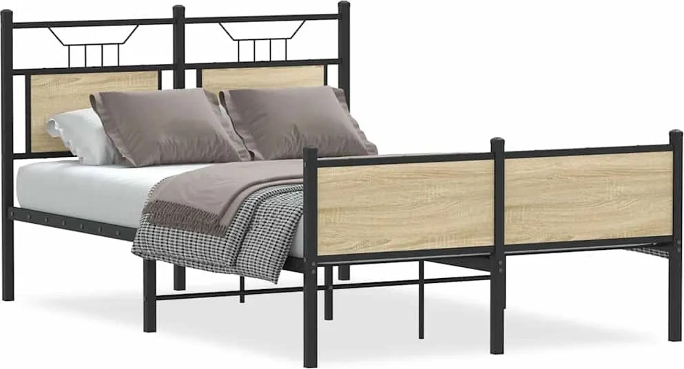 vidaXL sonoma tölgy színű szerelt fa ágykeret matrac nélkül 120x200 cm