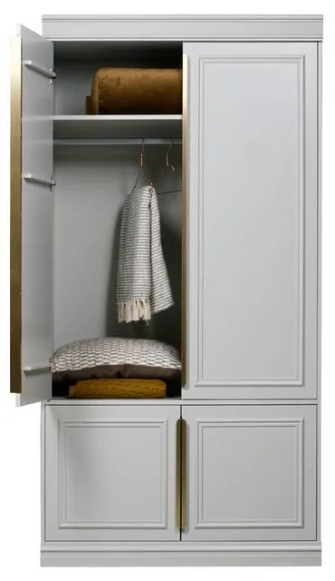 Világosszürke borovi fenyő ruhásszekrény 110x215x62 cm Organize – WOOOD