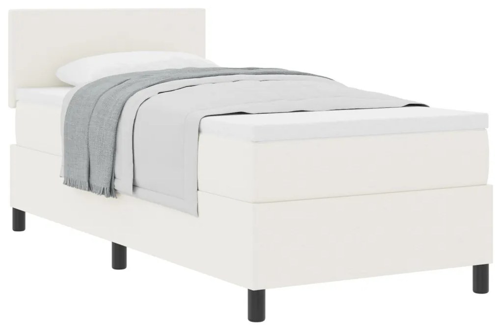 Box Spring Ágy matraccal Krém Egyszemélyes Kordbársony Szövet