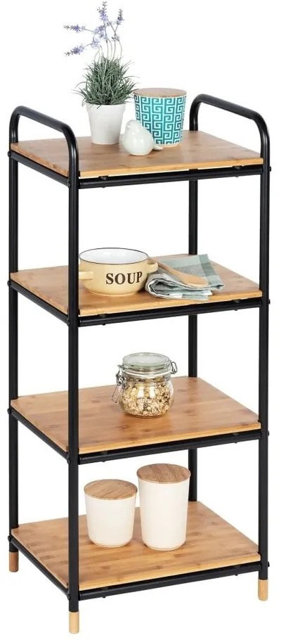Fekete-natúr színű fém fürdőszobai polcos állvány 42x94,5 cm Loft – Wenko