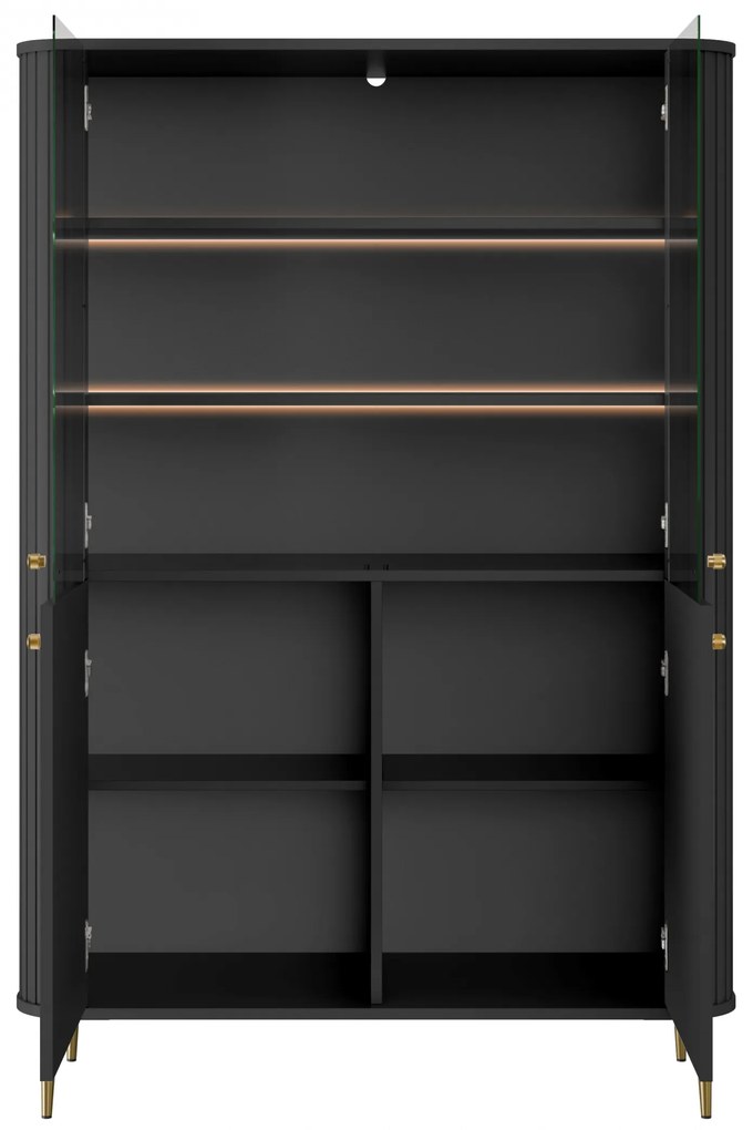 Vesper vitrin 103 cm - fekete / arany lábak