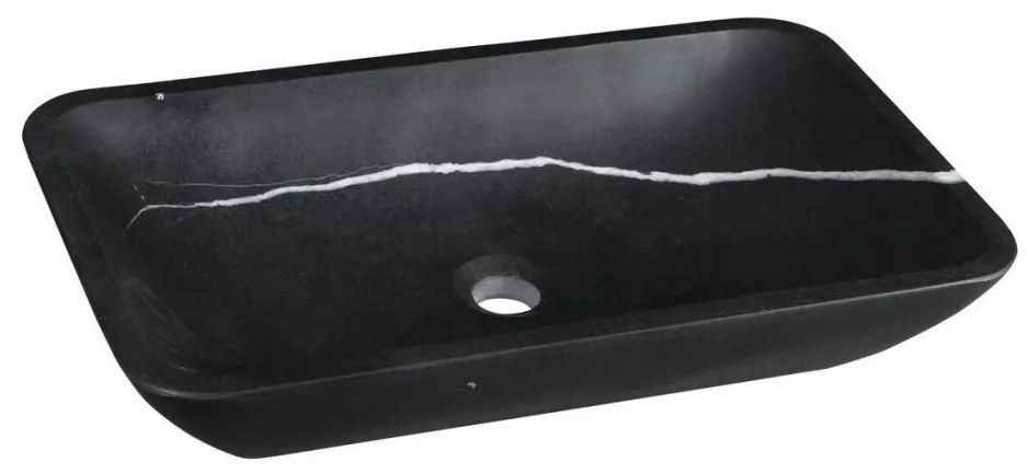 Sapho - Ráültethető mosdó BLOK 60x35 cm kő/matt fekete