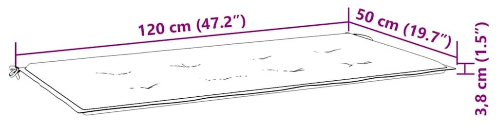 királykék oxford szövet kerti padpárna 120x50x4 cm