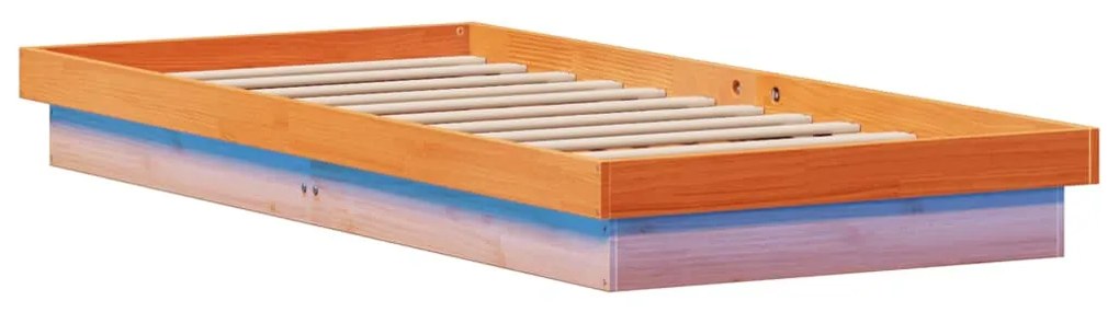 viaszbarna tömör fenyőfa ágykeret LED-világítással 75 x 190 cm