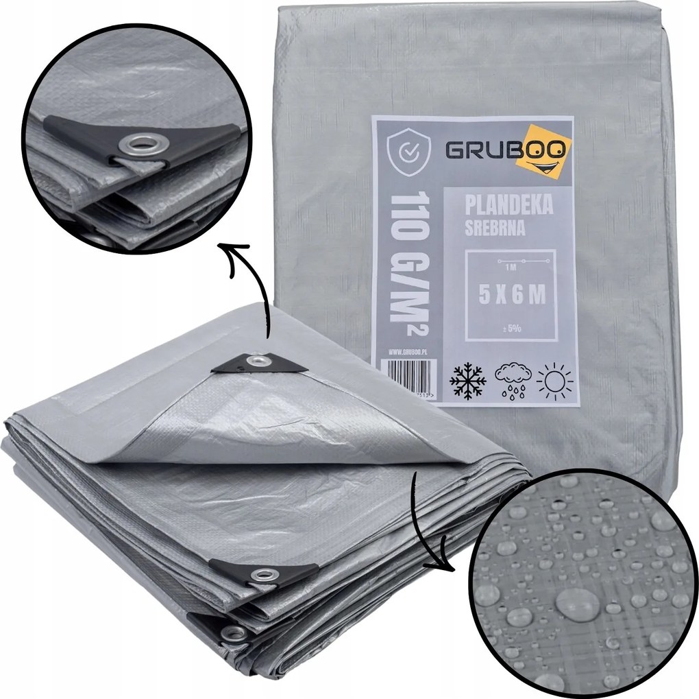 Védőponyva Vastag 5X6M Ezüst Fagyálló Erősített