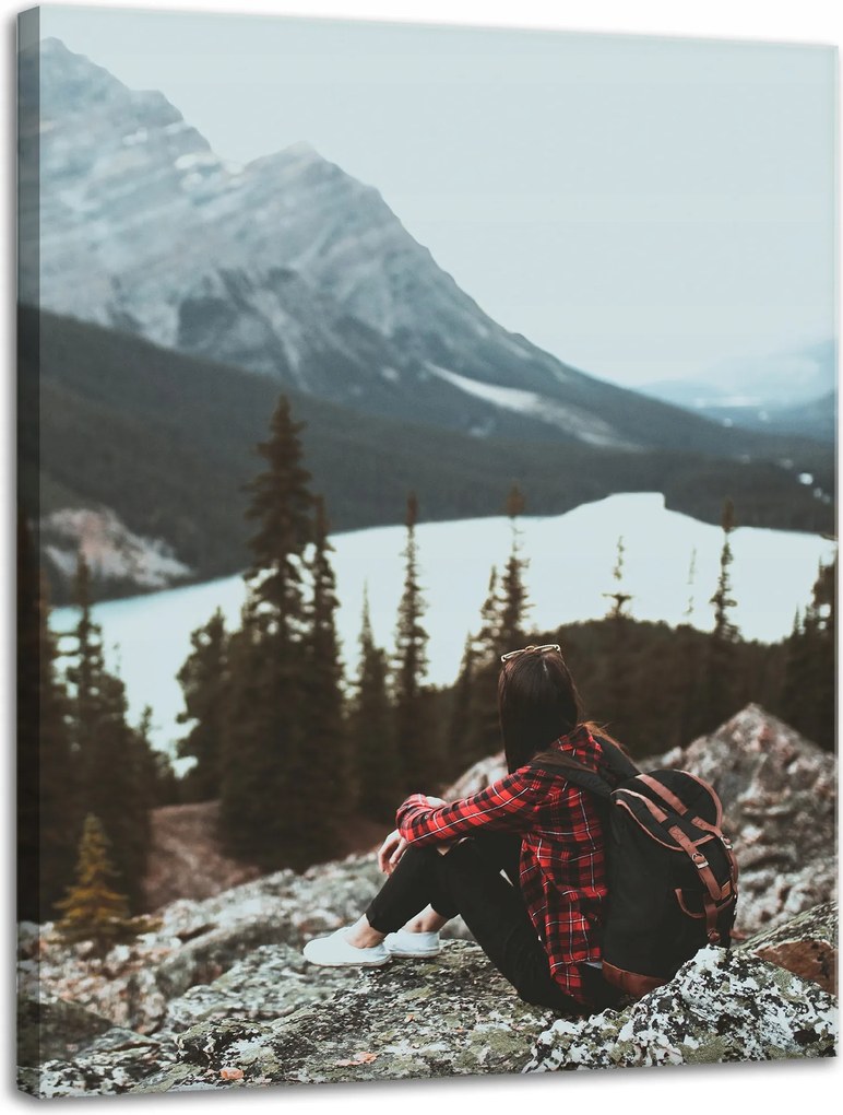 Vászonkép Emberek Hegyek Nő az ösvényen 30x40