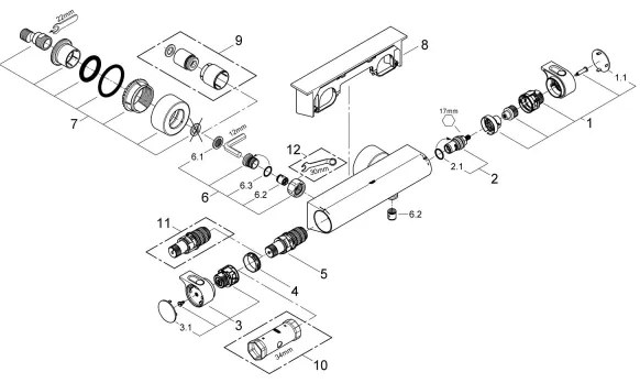 GROHE 34469001 - GROHTHERM 2000 DN 15 termosztátos zuhanycsaptelep króm