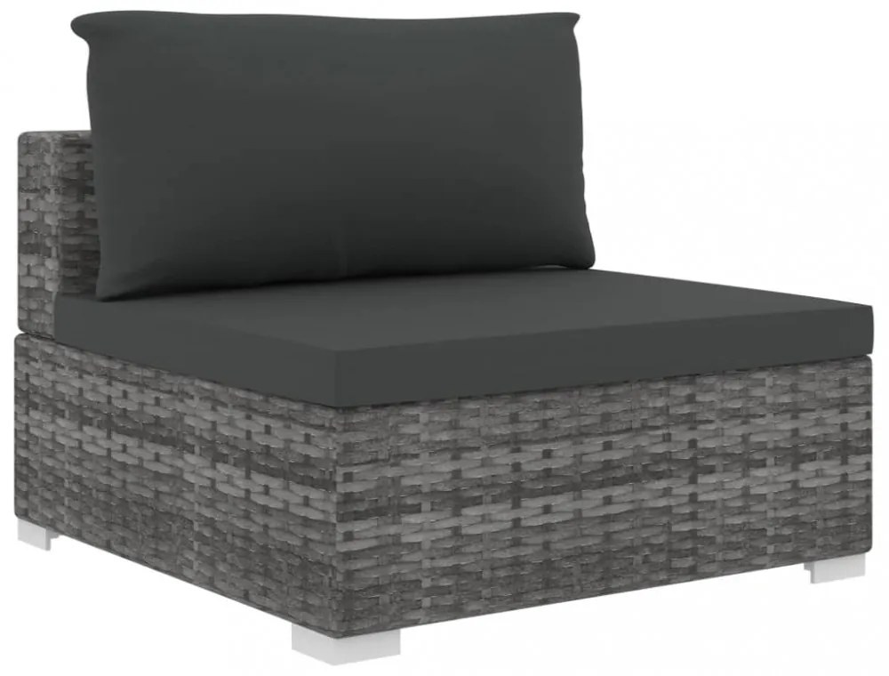 vidaXL 4-részes szürke polyrattan kerti bútorszett párnákkal