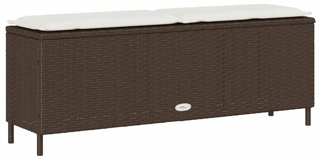 barna polyrattan kerti pad párnával 110x30x40,5 cm