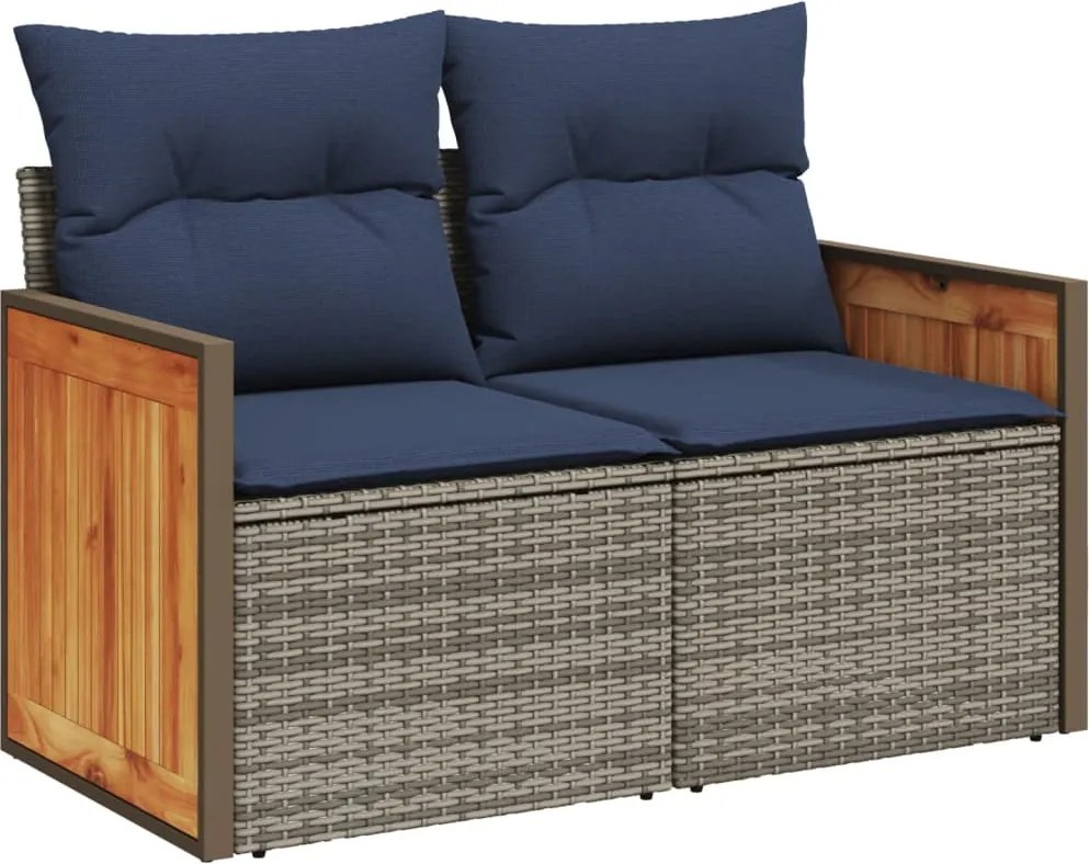 vidaXL kétszemélyes szürke polyrattan kerti kanapé párnákkal