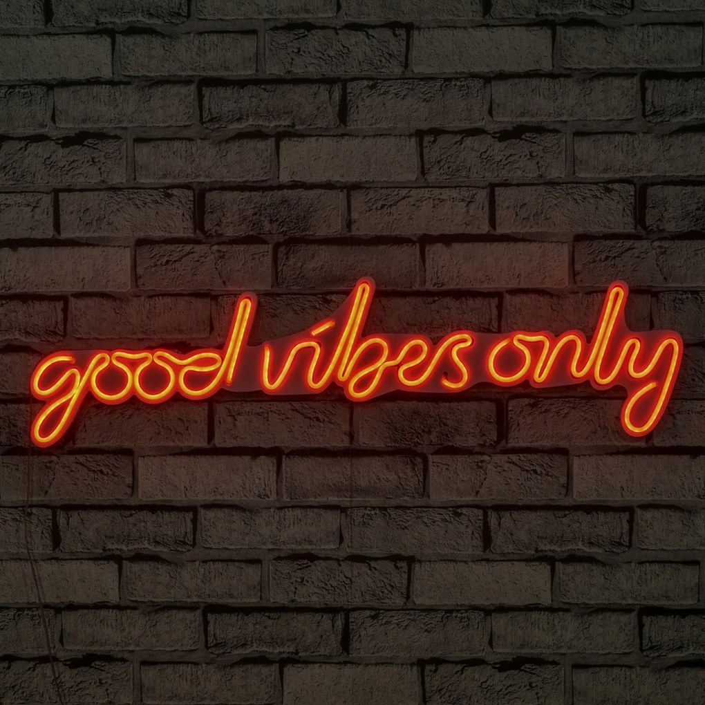 Műanyag LED-es fali dekoráció, Good Vibes Only - Red