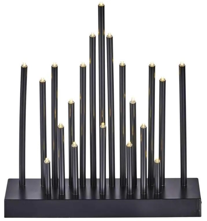 LED Karácsonyi gyertyatartó 20xLED/3xAA fekete