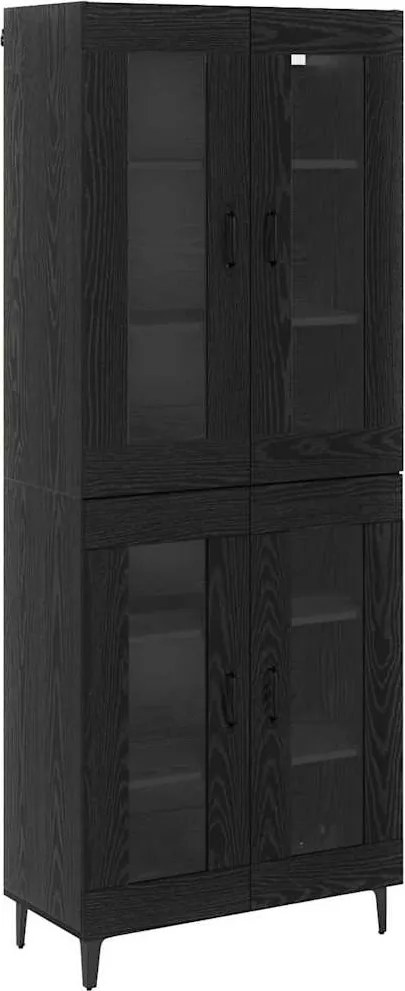 vidaXL Magasfiú Fekete tölgy 69,5 x 34 x 180 cm Faanyag